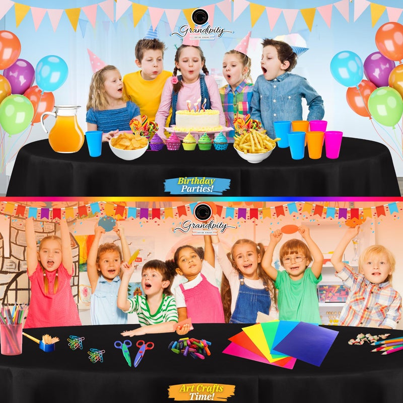 Grandipity Black Plastic Table Cloth Disposable (6 Pk) 84in Round Tablecloth Premium Party Table Cloths Disposable - Perfect Table Cloth Round Cover for Any Table Up to 6 Feet - Image 4